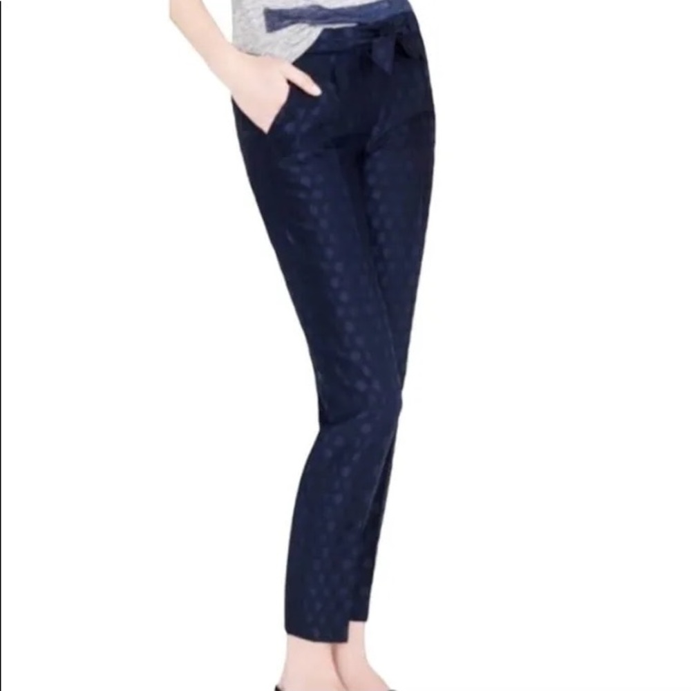 J. Crew city fit skimmer navy polka dot pants